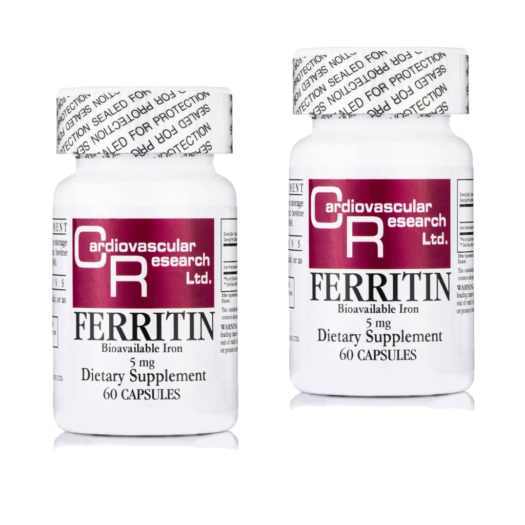 Kardiovaskulær forskning Ferritin jerntilskud til kvinder og mænd 5 mg 120 kapsler - 2 Pack Saver