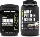 Nutrabio Creatin monohydrat, Unflavored, 300g og Whey Protein Isolate, Ice Cream Cookie Dream, Supplement Bundle - Muskelenergi, Lean Muskelvækst, Inddrivelse, og Styrke