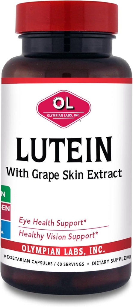 Olympian Labs Lutein 20 mg, 60 kapsler formuleret med FloraGLO og Grape Skin Extract, støtte sund vision og øje funktion