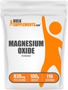 BulkSupplements.com Magnesium Oxide Powder - Magnesium Oxide Supplement, Mineral Supplement - Food Grade & Gluten Free, 835mg per Serving, 100g (3,5 oz) (pakning med 1)