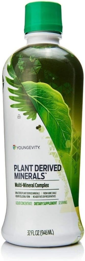 Youngevity Plant Derived Liquid Minerals - 77 + Natural Uændret Trace Minerals - 19000mg Plant Mineral Solids - Colloidal Form Humic Shale - (32 oz Pack of 1)