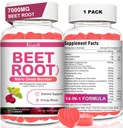 Beet Root Gummies - Nitro Oxide Beet Gummies for Circulation Support, Nitro Oxide Production - med Grape Seed, Hawthorn Berry, Hibiscus, Organic, Non- GMO, 60 Gummies