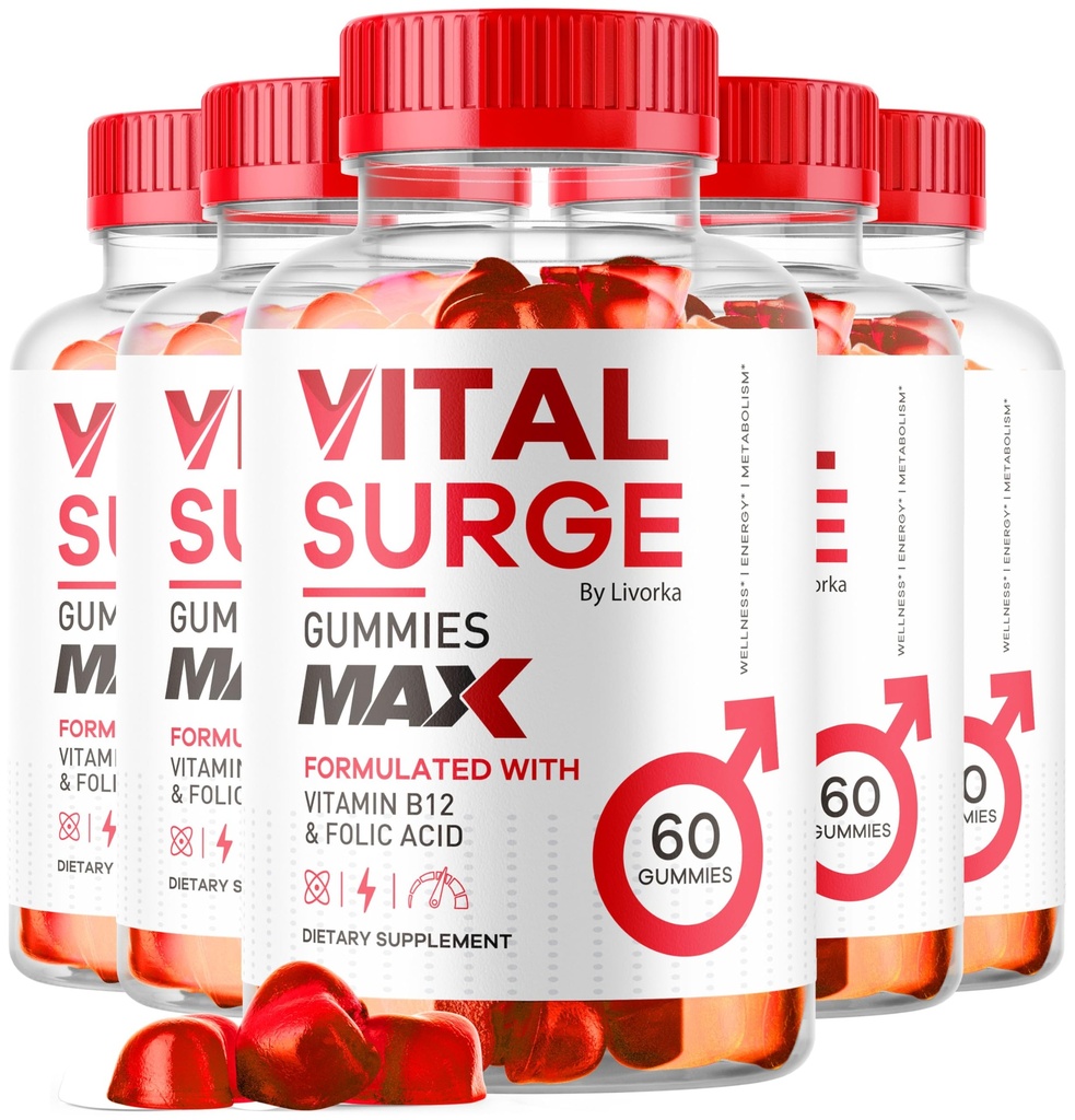 (5 Pack) Vital Surge MAX, VitalSurge Gummies MAX for mænd Support, 1050 MG Advanced Max Strength Formel, VitalSurge MAX Mand Performance, Vital SurgeMAX Herre Gumies