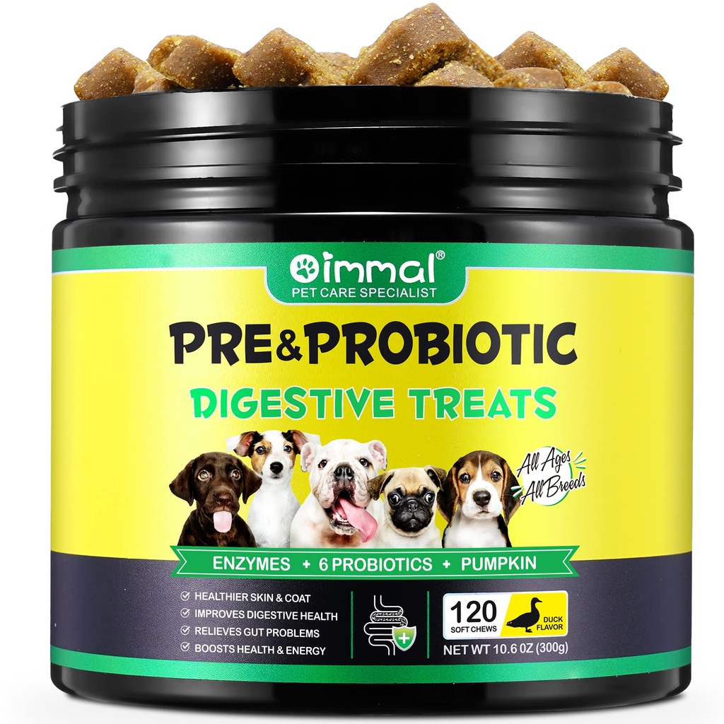 Probiotika til hunde - Pre & Probiotiske fordøjelsesprocesser til hunde, Support Gut Sundhed, Sæsonallergier, Itchy Øre, Hundetillæg bløde tyre, Immunitet funktion Support til hunde - 120pc / Duck Flavor