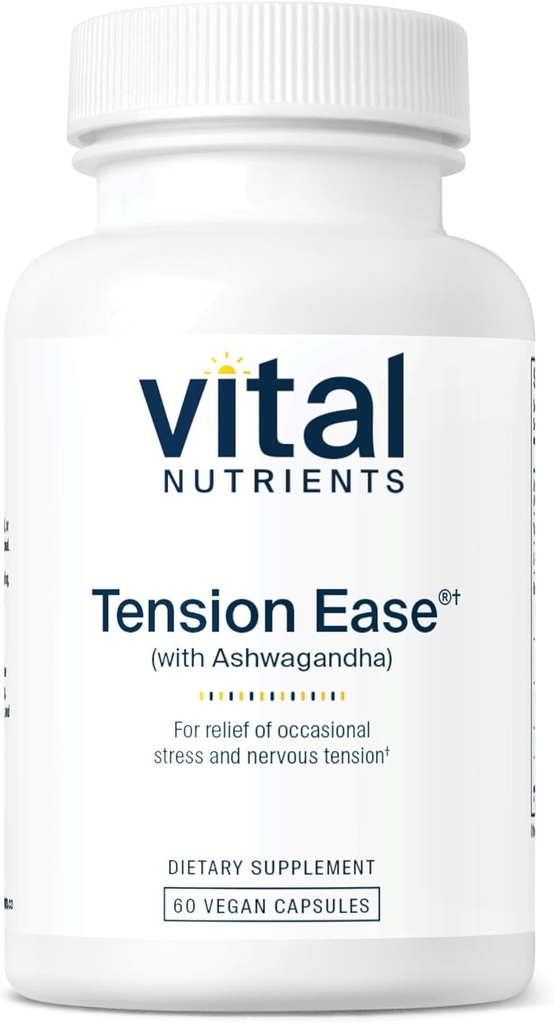 Vital Nutrients Spænding Ease med Ashwagandha Beeg 124; Stress Relief supplement til lindring af lejlighedsvis stress og nervøse Spænding Beeg 124; Gluten, Dairy, Soy Free