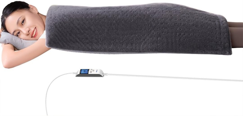 Boncare ® 17 "x33" Ekstra stor varmelegeme til rygsmerter Relief & Periode krampe uden auto lukket & 5 Auto lukker-off timere, 6 Varmeniveau 9 Hr Auto off og 12.6ft Cord Bed Foot Varmer (Gray)