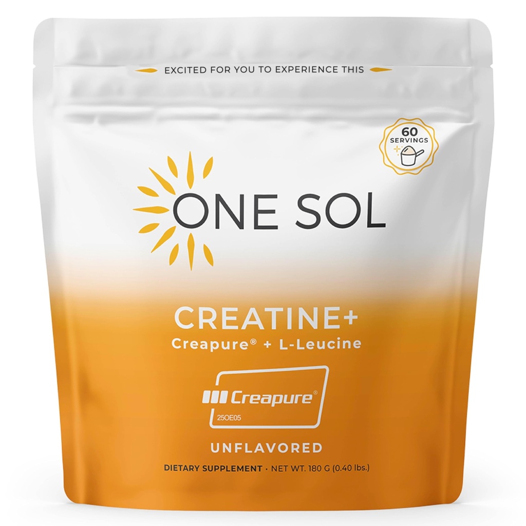 One Sol Creatin for Women Booty Gain, All Natural Women 's Creatin Powder w Creapure & Leucin, Forøg Lean Muscle Mass, Reducere inddrivelse tid, fremmer hjerne & ben sundhed (Unflavored, 60 Serveringer)