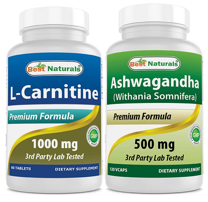 Bedste Naturals L- Carnitin 1000mg & Ashwagandha Extract 500 Mg