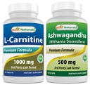 Bedste Naturals L- Carnitin 1000mg & Ashwagandha Extract 500 Mg