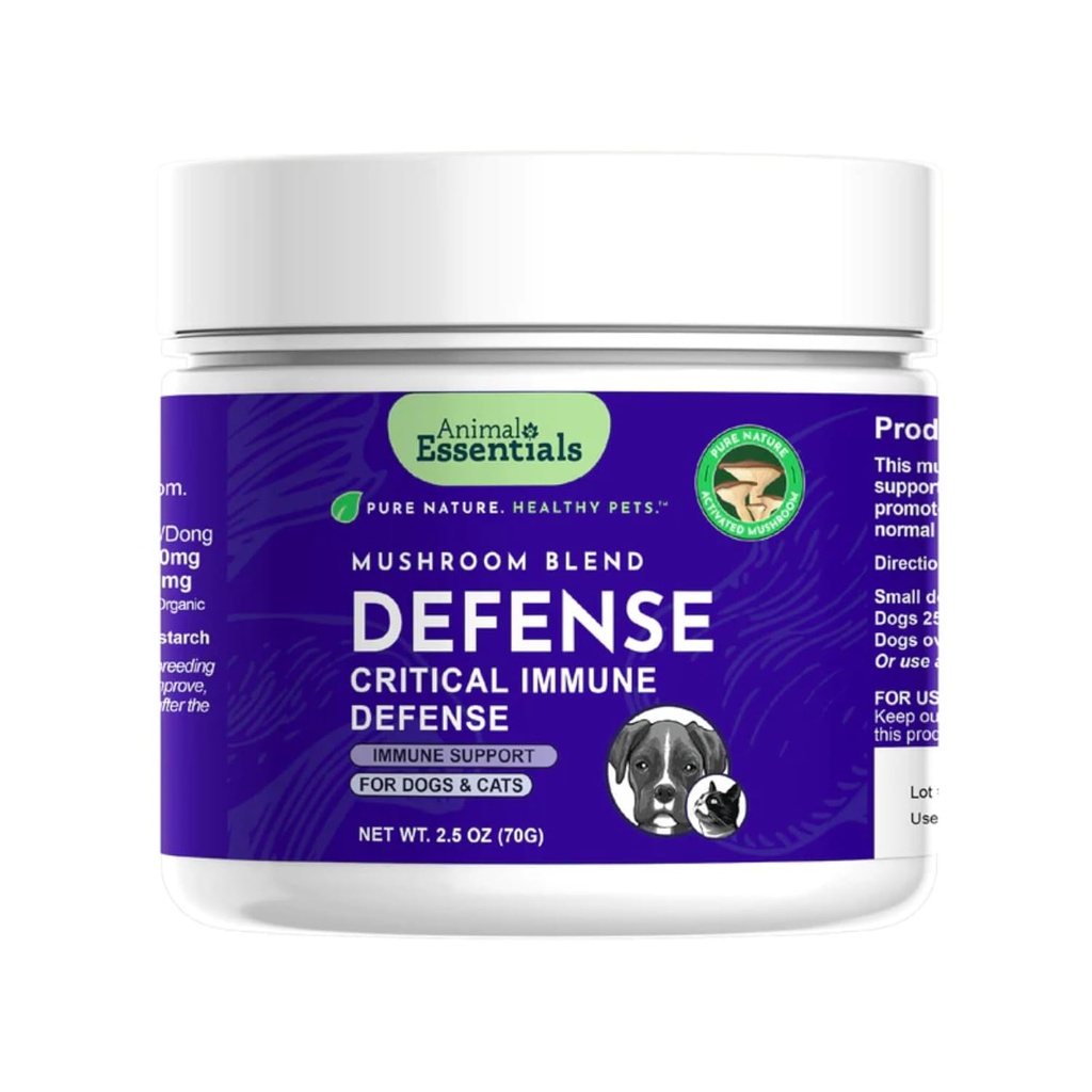 Animal Essentials MUSHROOM DEFENSE supplement til hunde & katte - Kritisk immunforsvar, Reishi, Maitake, Cordyceps, Mushroom Powder Extract - 2.5 Oz (Pack of 1)
