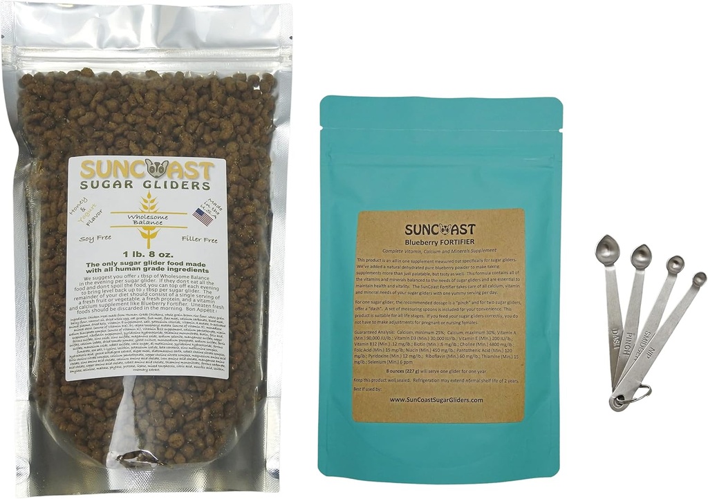 Sugar Glider Essential Nutrition Pack Food and Calcium Supplement (Groundome Balance Honning Yogurt)