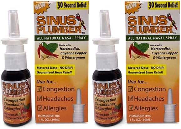 2-pakke Sinus Plummer Nasal Spray - Den ultimative Congestion Buster med Horseradish & Capsaicin