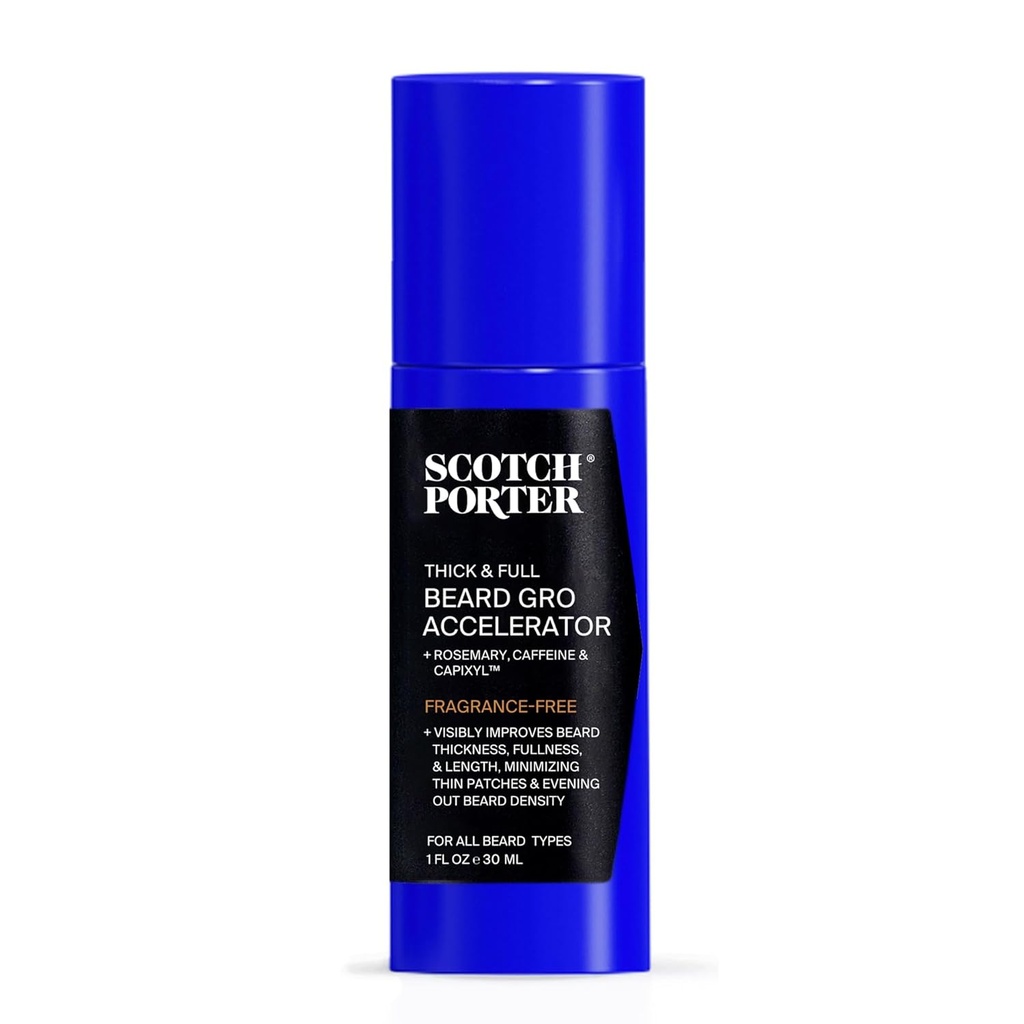 Scotch Porter Thick & Full Beard Gro Accelerator med Capixyl, Koffein & Rosemary - Stimulerer & Styrker Follicles til en Thicker, Fuller Beard - 1 oz