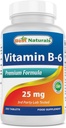 Bedste Naturals Vitamin B- 6 25 Mg tabletter, 250 Tæl