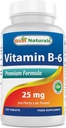 Bedste Naturals Vitamin B- 6 25 Mg tabletter, 250 Tæl