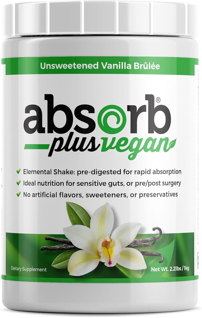 Vegansk Elemental Shake - Pulveriseret Blend, Naturlige Ingredienser, Non- GMO, Gluten- Free, Organic Sprunded Rice Protein - Glat, Let Blandbar Formel (2.2 lbs, Usødet Vanilla Brulée)