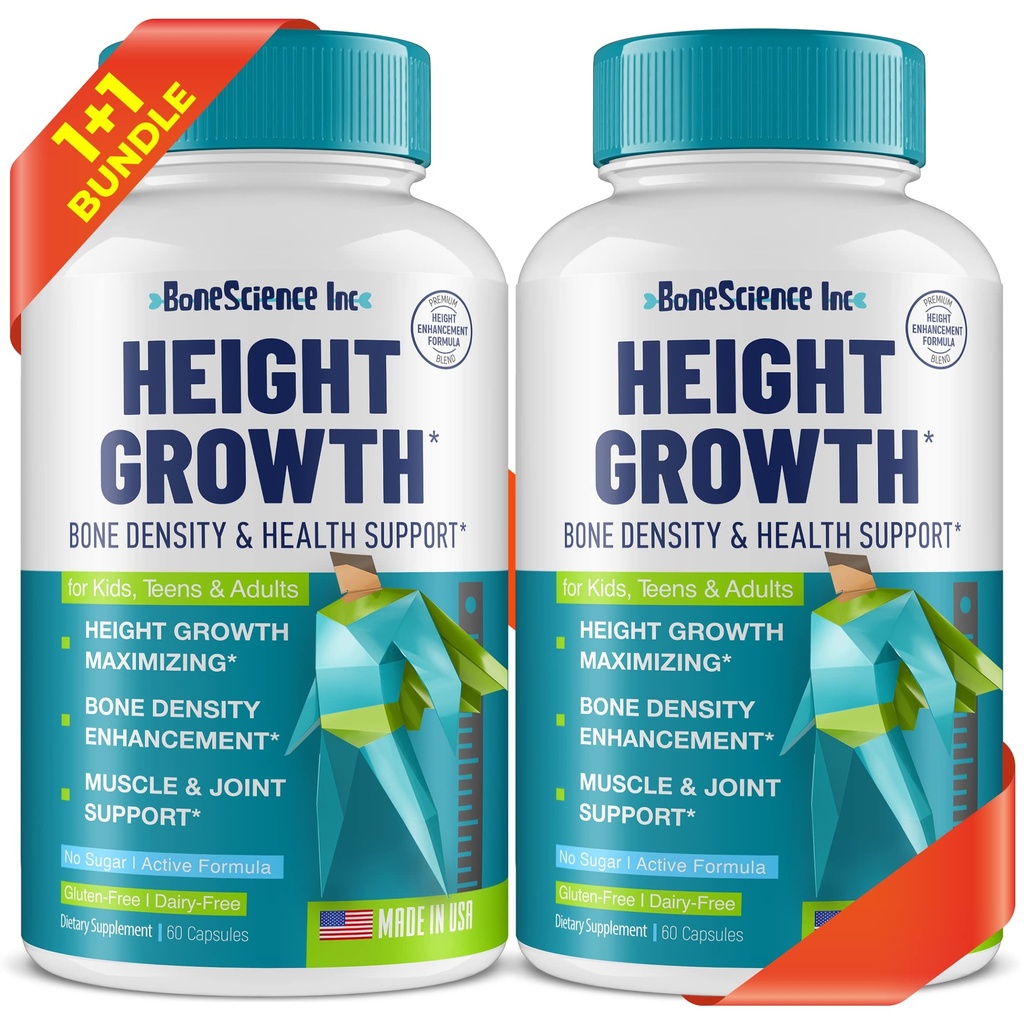 (Pack of 2) Højde Vækst Maximizer - Lavet i USA - Naturlig Højde Stigning Booster & Bone Vækstpiller - Grow Taller Supplement for voksne, Teens & Kids - Vitaminer for drenge og piger til at få højere