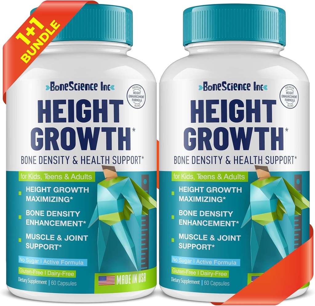 (Pack of 2) Height Growth Maximizer - Made in USA - Natural Height Increase Booster & Bone Growth Pills - Grow Taller Supplement for Adults, Teens & Kids - Vitamins for Boys & Girls to Get Taller