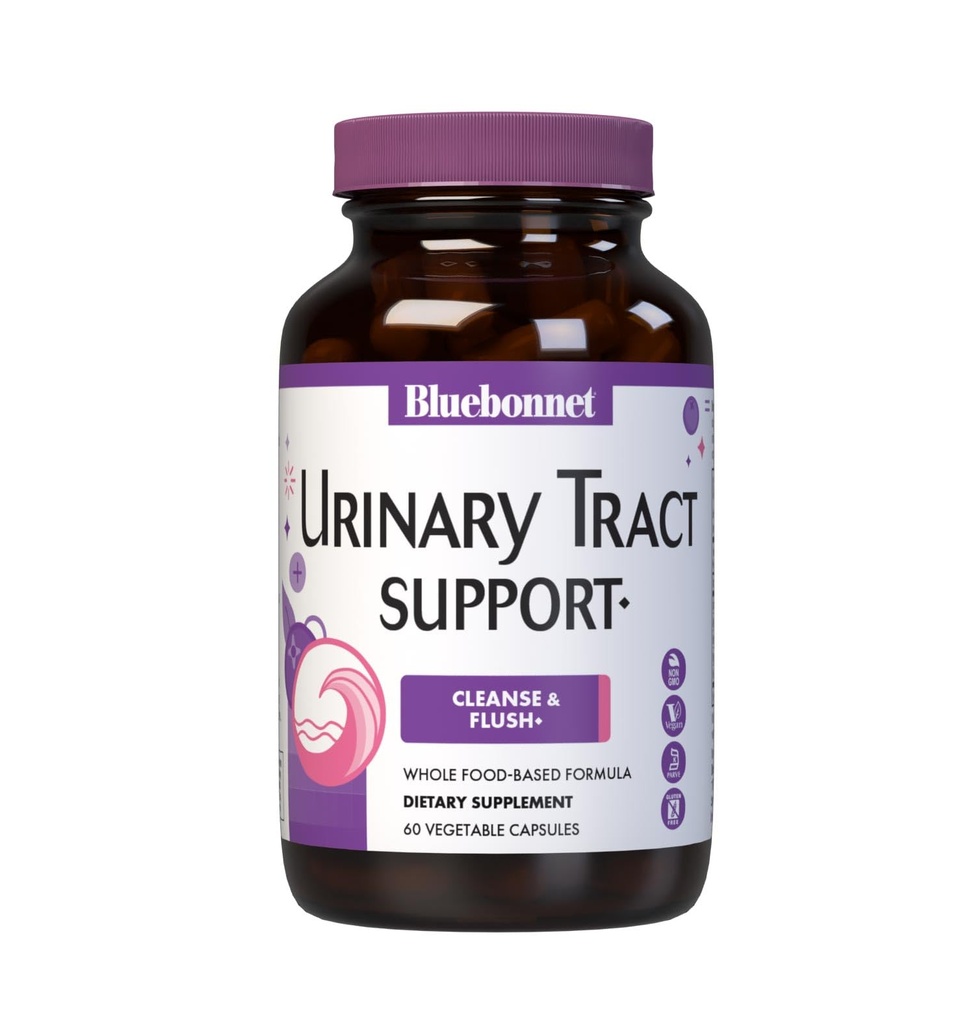 Bluebonnet Nutrition Urinary Tract Support, Cleanse & Flush *, Soy- Free, Gluten- Free, Kosher- Certified, Non- GMO, Dairy- Free, Vegan, 60 Vegetabilske kapsler, 30 Servere