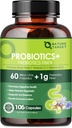 Probiotika til kvinder fordøjelsessygdomme med Prebiotic Fiber - Fiber Supplement med 60 Millioner Probiotika til regelmæssighed & Gut Cleanse - Understøtter lejlighedsvis obstipation - 106 Veggie kapsler