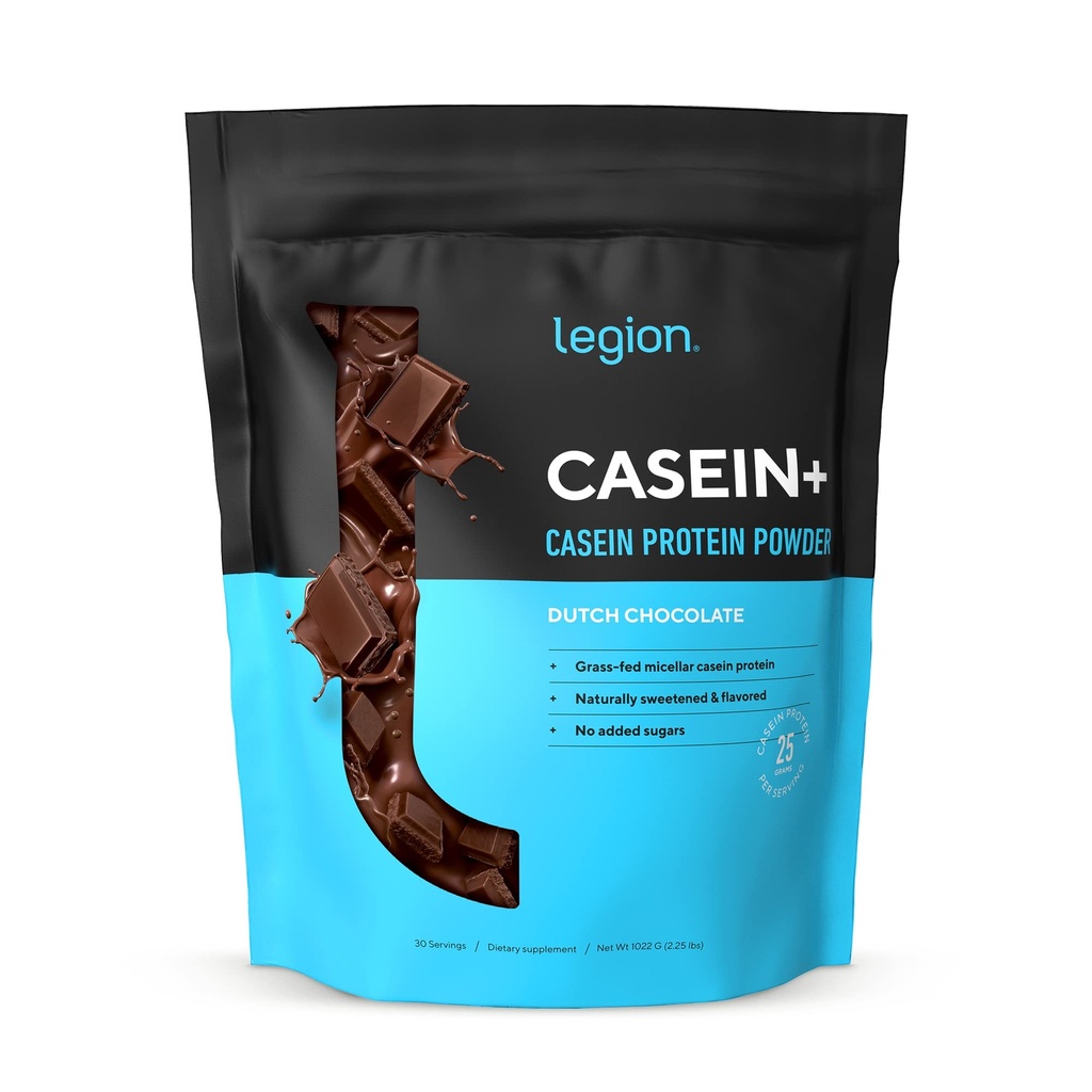 LEGION Casein Protein Powder (hollandsk chokolade) - Blow-Release Micellar Casein Protein Powder - Non-GMO, Gluten- Free & naturligt sødet pulver fra Grass- Fed køer (25 Servere)