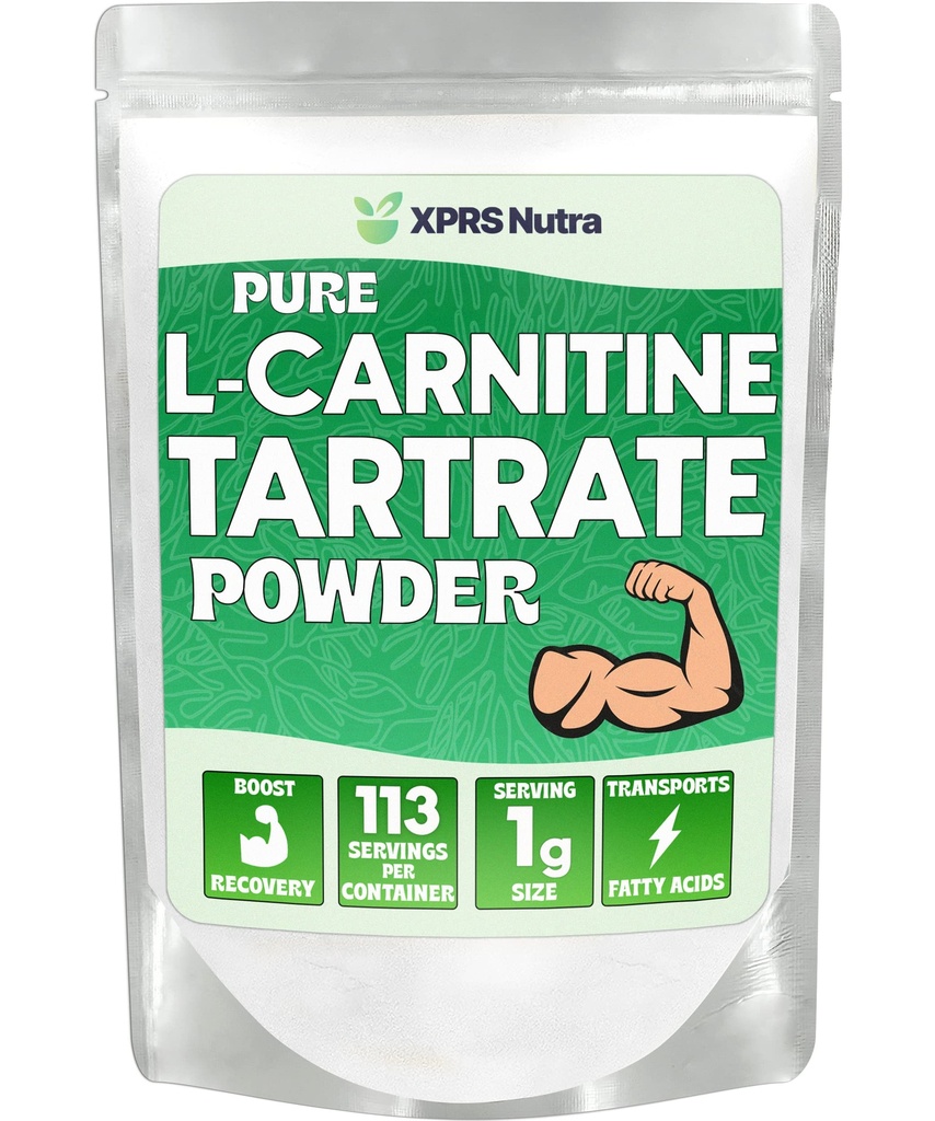 XPRS Nutra L Carnitin L Tartrate Powder - Premium Pure L Carnitin Tartrate - L- Carnitin - Vegan Friendly Bulk L Carnitin Powder - Aminosyretilskud (4 Ounce)