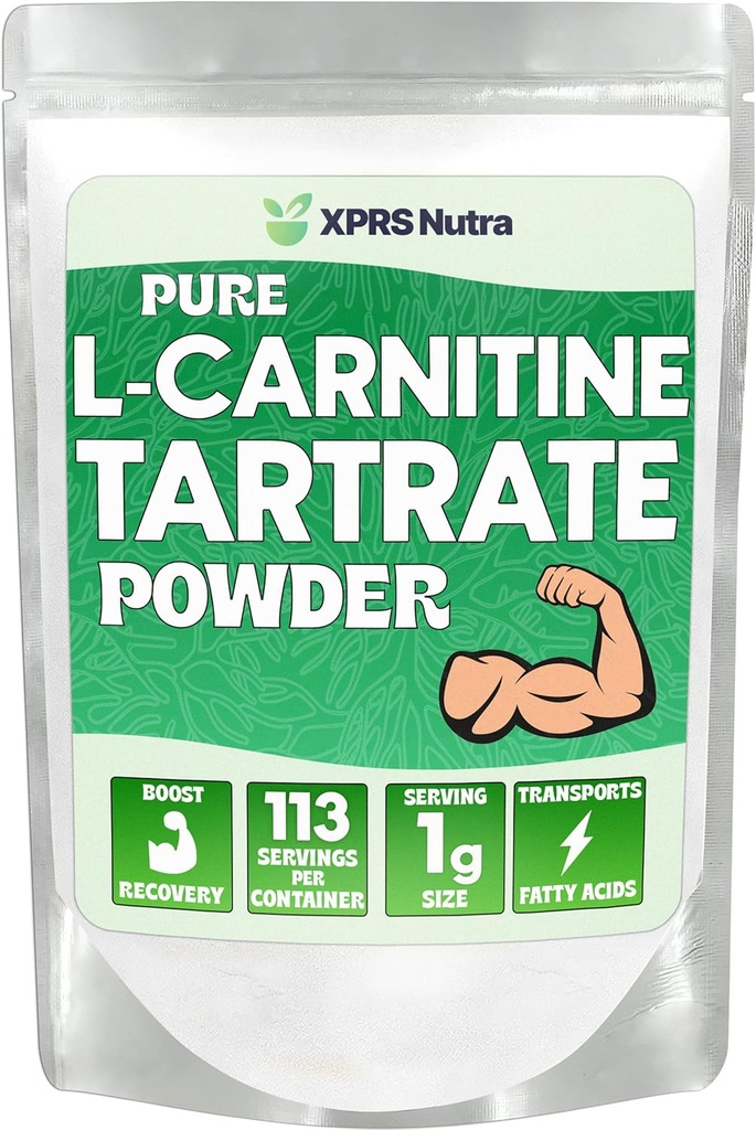 XPRS Nutra L Carnitine L Tartrate Powder - Premium Pure L Carnitine Tartrate - L-Carnitine - Vegan Friendly Bulk L Carnitine Powder - Amino Acid Supplement (4 Ounce)