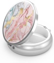 Pill Box 3 Segment Lille Pill Case, Portable for Pocket eller Purse Pill Organizer Pill Container Holder til at holde vitaminer, medicin, fiskeolie og kosttilskud (Orange Pink Marble)