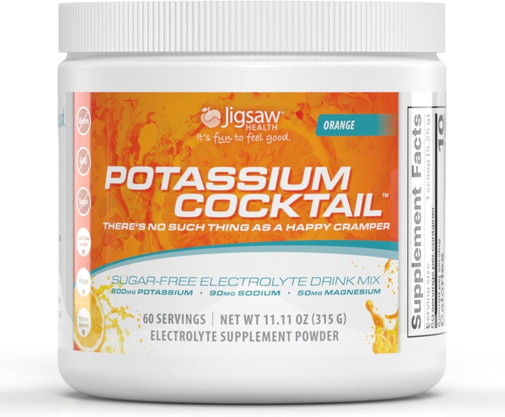 Jigsaw Health Kalium Cocktail against 124; Tidligere Pickleball Cocktail against 124; Orange Flavor against 124; 60 Servere (Jar)
