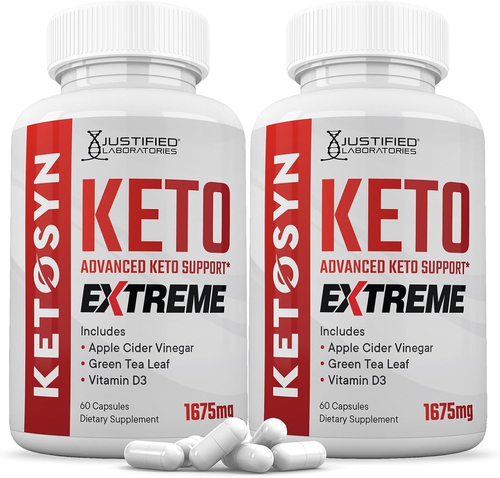 (2 Pack) Ketosyn Keto ACV Extreme Pills 1675 MG Keto Support Blend Capsule Alternativ til Keto ACV Formuleret med Apple Cider Vinagra Extra Virgin Olivenolie Powder Green Tea Leaf 120 Kapsler