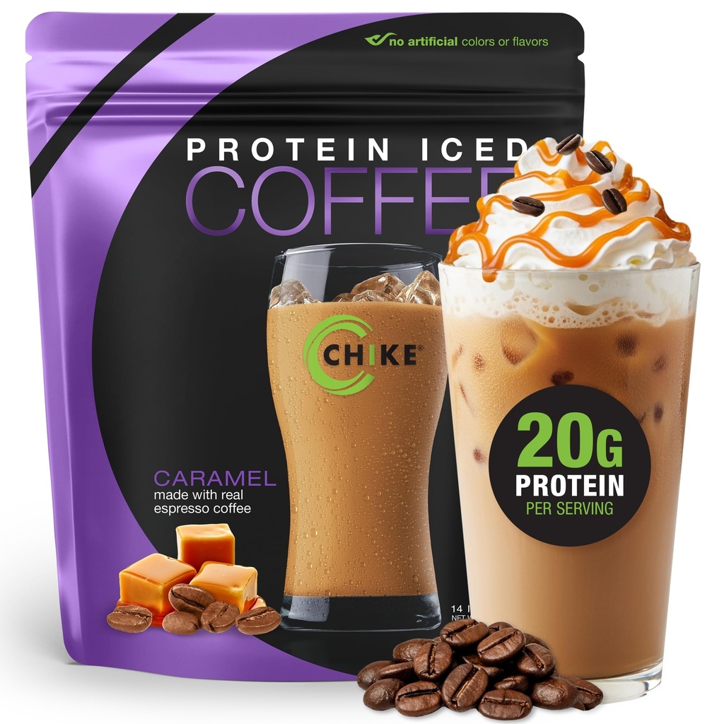 Chike Caramel High Protein Iced Coffee, 20 G Protein, 2 Shots Espresso, 1 G Sukker, Keto Friendly and Gluten Free, 14 Servere (14.3 Ounce)