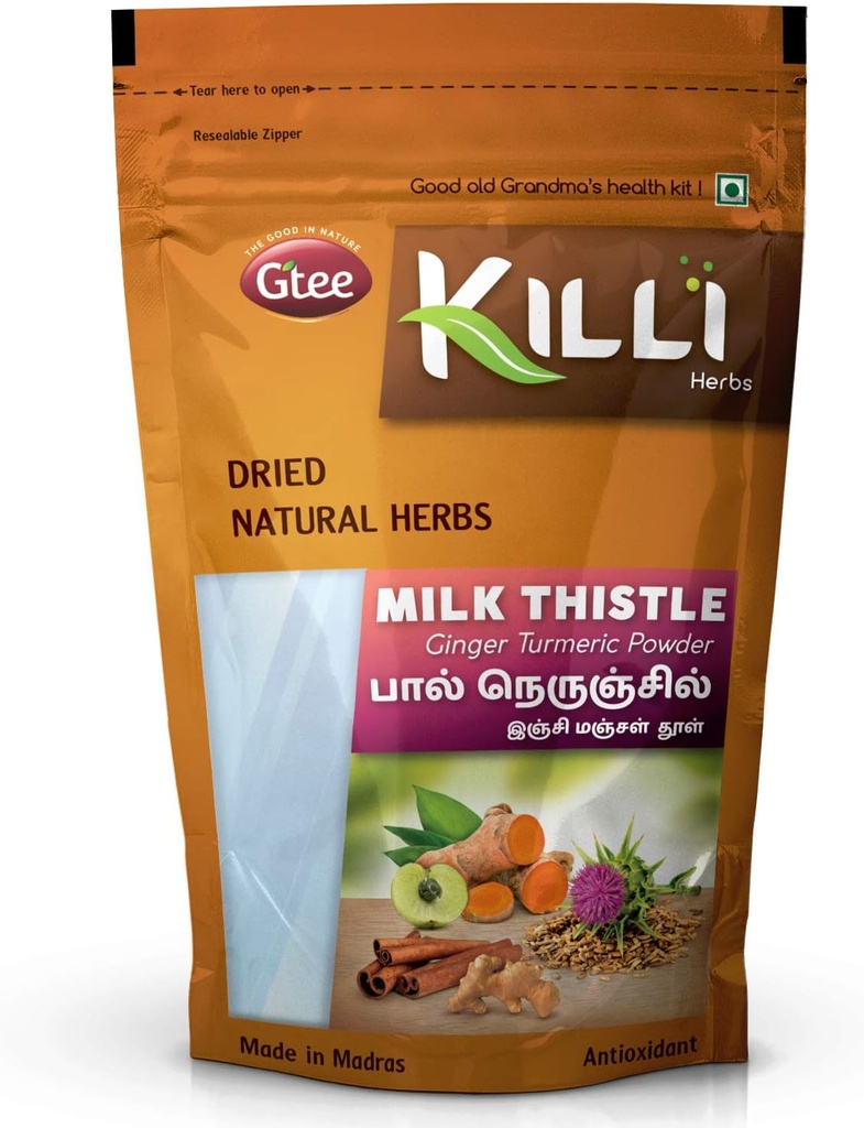 KILLI Milk Thistle Ginger gurkemeje kanel Amla pulver, 100g