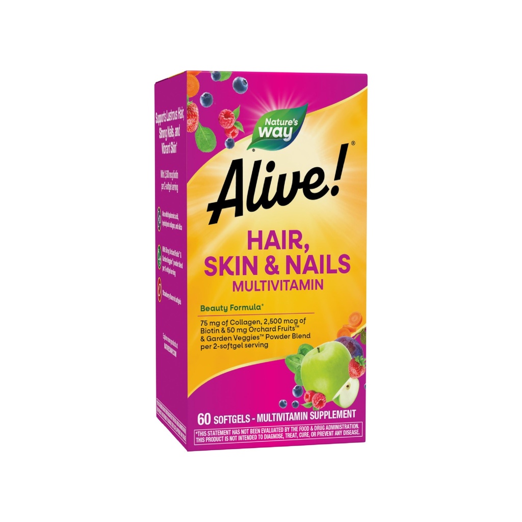 Naturen er i live! Hår, hud & negle Multivitamin med biotin og collagen, 60 Softgels