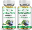 Naturens levende Olie af Oregano med Black Seed Oil, 2 i 1 Oregano tillæg for immunforsvar, Bevarer høj koncentreret Carvacrol & Thymoquinone, Non- GMO, 60 Softgels, 2 Pack