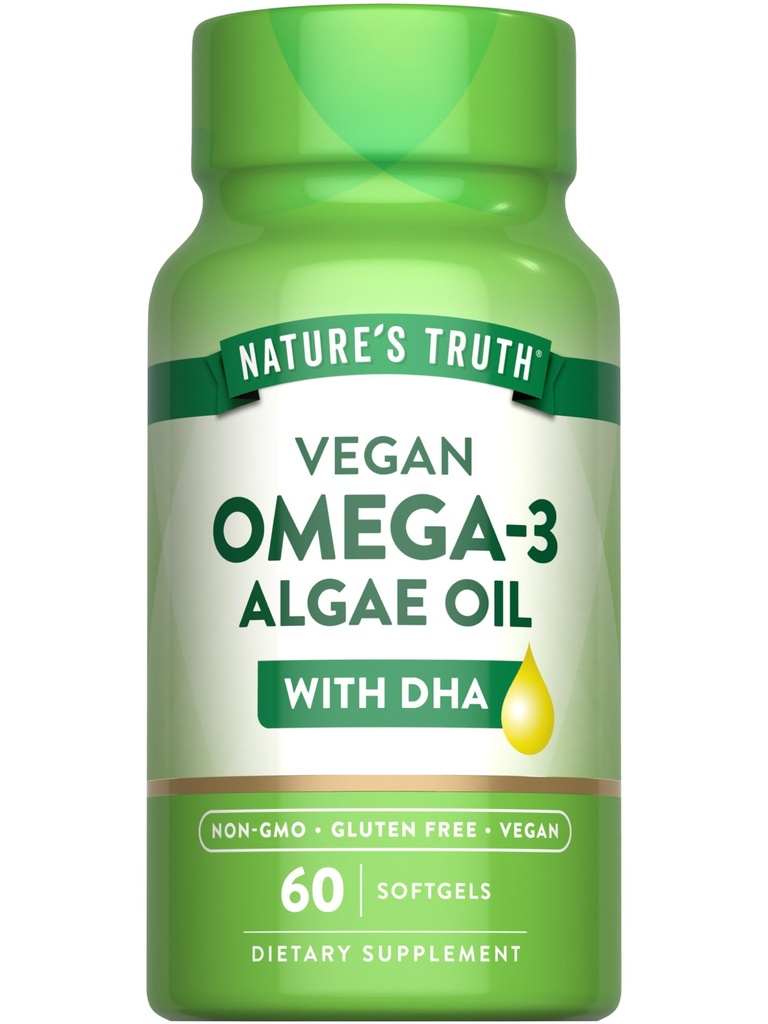 Nature 's Truth Vegan Omega 3 Softgels against 124; 60 Greve Name 124; Algae Oil Formel med DHA