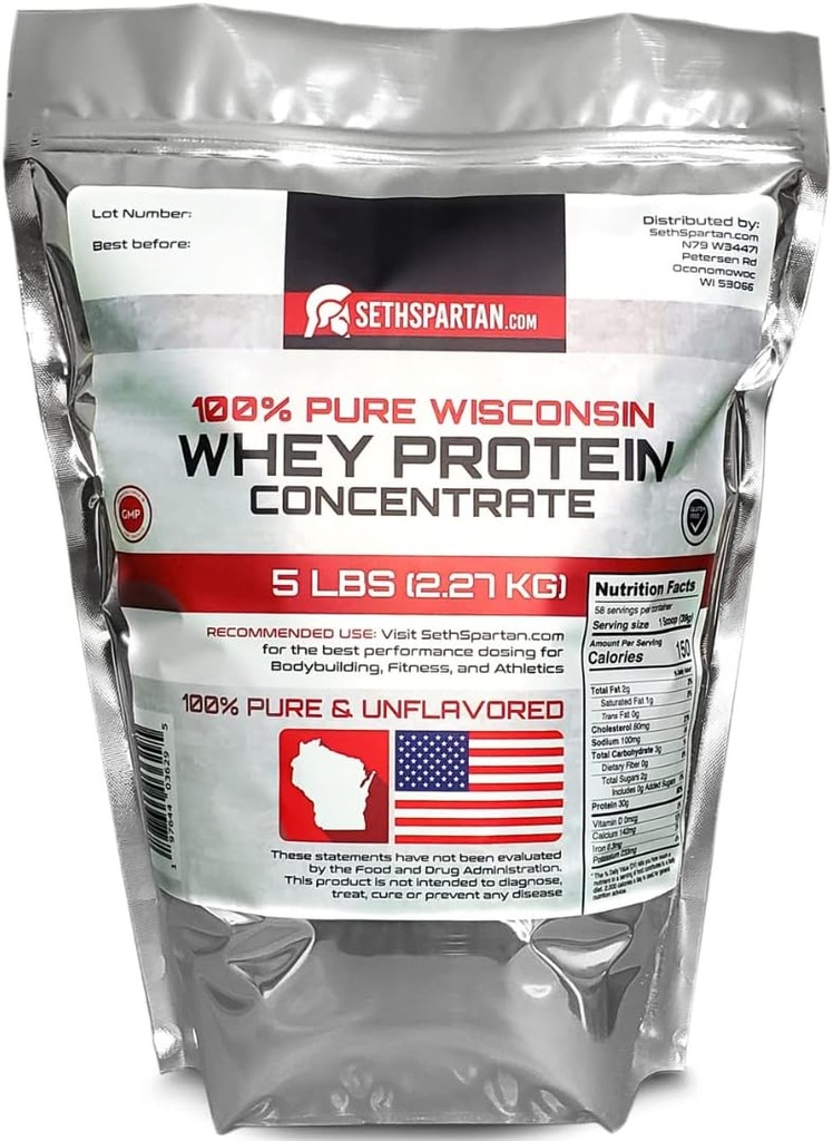 100% Pure Whey Protein - 5 LB (2,27 KG) - 30g Protein Per Scoop! - Unflavored Whey Protein - (USA Whey Protein NOT China Importeret)