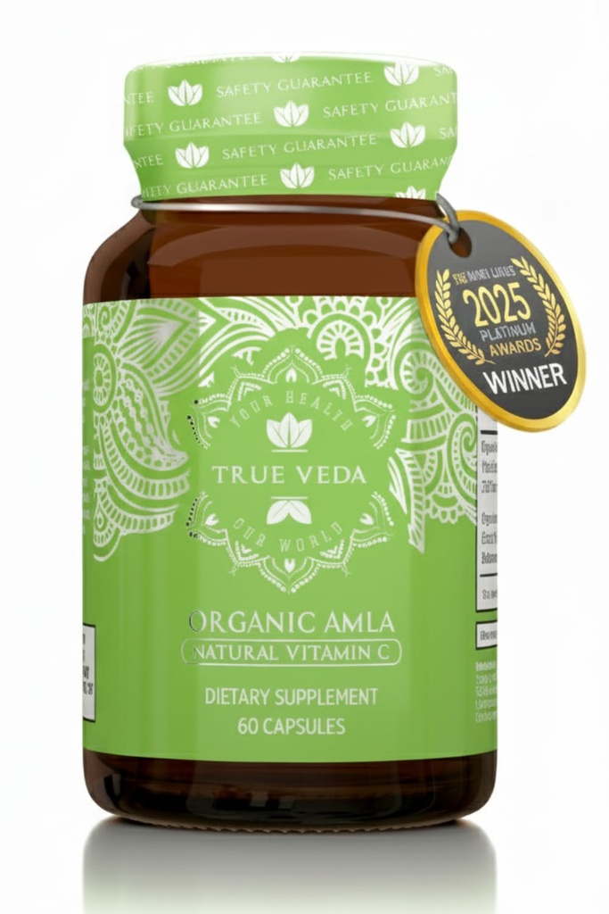 Organic Amla Kapsler - C-vitamin - 124; USDA Organic Certified - 124; Whole Food Plant Based Vitamin C - 124; Amalaki Supplement - 124; afledt af Amla Fruit - 124; Indian Gooseberry - 124; Vegan - 124; Ayurveda - 124; 60 Amala Pills
