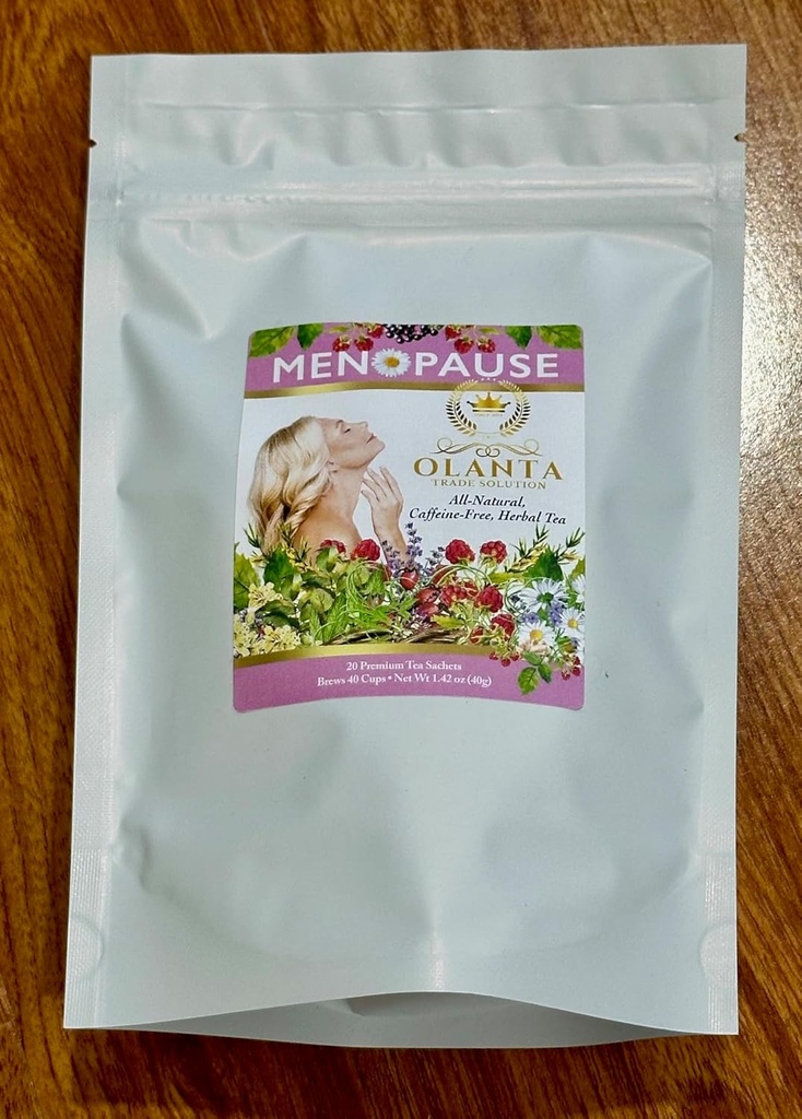 NATURLIGE MENOPAUSE TEA - naturlægemidler kosttilskud til kvinder, Understøtter Hormone Balance, Support når Hot Flush, Menopause blanding, Ashwagandha - 20 Premium Tea Sachets