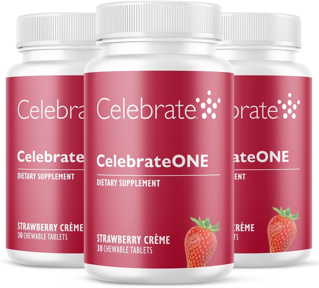 Celebrate Vitamin Celebrateone Chewables, Jern Free - En gang daglig Bariatric Multivitamin, Essential Vitamin & Minerals - Gastric bypass & Sleeve Gastrectomy Supplement - Strawberry Creme (90 tabletter)
