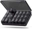 AUVON Weekly Pill Organizer 3 gange om dagen, Stor Pill Box 7 Dag med Dual Protection for Travel, Black Pill Case for Privacy Protection, Light- proof Pill Container for Medicin, Vitaminer, Fiskeolier