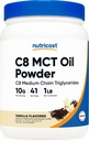 Nutricost C8 MCT Oil Powder 1LB (16oz) Vanilla Flavor - 95% C8 MCT Oil Powder, Best for Keto Diets, Non-GMO, Gluten Free