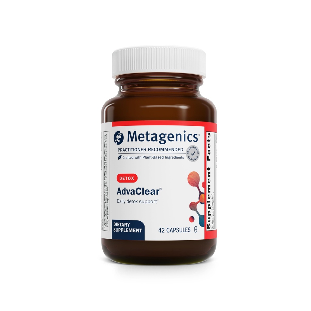 Metagenics AdvaClear - daglig Detox support med B vitaminer, zink & pantothensyre - understøtter lever og immunsundhed * - ikke-GMO, Gluten- fri, Vegan - GMP Certificeret facilitet - 42 kapsler