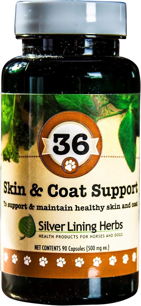 Sølv Lining urter 36 Canine Skin & Coat Support - Naturlig Herbal supplement til Fortify hunde mod miljøet - Urte hud og Coat supplement til hunde - 90 kapsler
