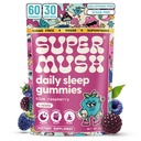 Supermush sovegummi til voksne - Svampe tillæg med Magnesium citrat, L- Theanine, Chaga, Reishi & Kamille for Deep Sleep, REM & Detox - Vegan & Sugar- Free - 60 Gummies (30 Servere)