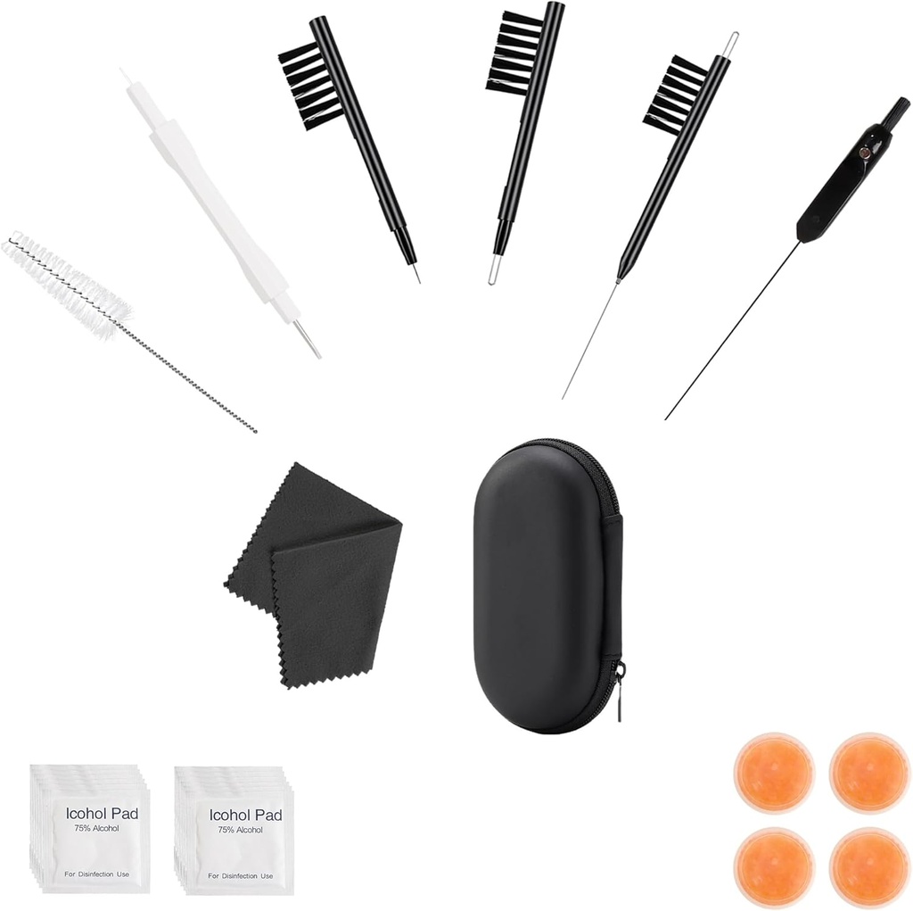 Phitunry 52-stykke høreapparat Rengøring Kit Tilbehør Bærbart høreapparat Støtte Sag Pocket Størrelse med Rengøring Børst Værktøj, Tør Kapsler, Lydviskere, Deer Velvet Cloth og Hørelse Støtte Rejse Sag