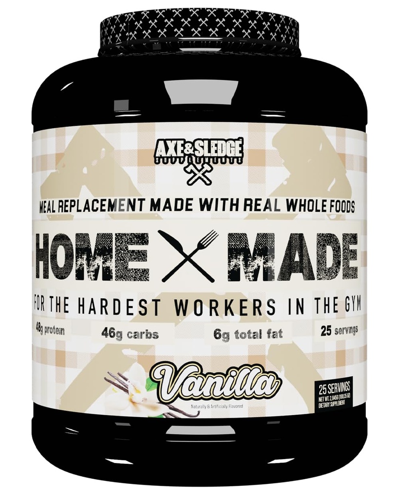 Axe & Sledge Kosttilskud Home Made Whole- Foods-Based Meal Erstatning Powder, 25 Servering (pakke med 1) (Vanilla)