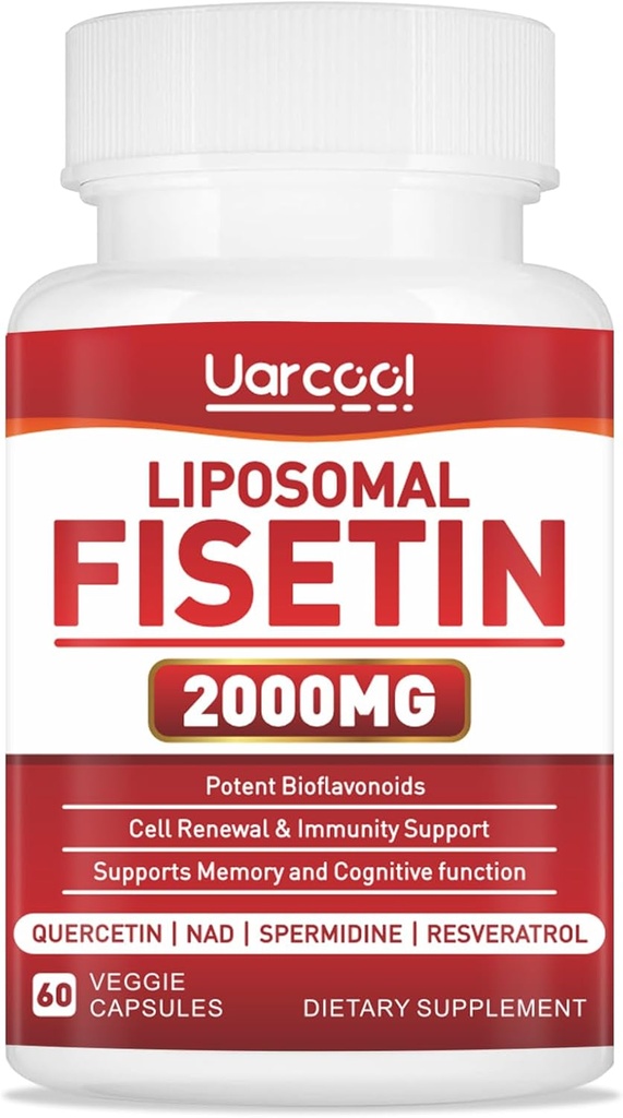 Fisetin Supplement 2000mg for Healthy Aging and Longevity, Skin Health, Brain - Soy Free, Vegetarian - 60 Softgels