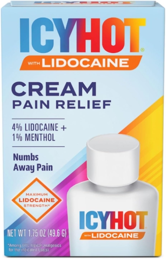Icy Hot Max Strength Pain Relief Cream med Lidocain Plus menthol, 2.7 Ounces