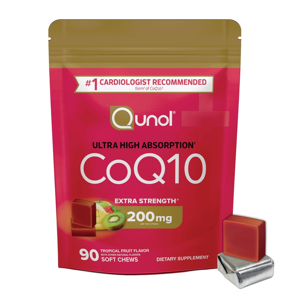 Qunol CoQ10 200mg bløde tykkelser, ekstra styrke & Ultra høj Absorption Coenzym Q10 Supplement, # 1 Kardiolog Anbefalet supplement for hjerte sundhed, 90 Tæl