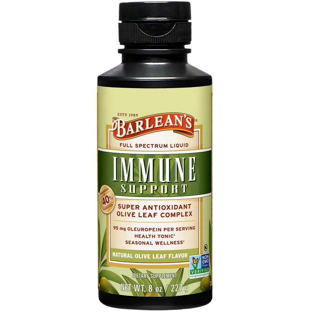Barlean 's Olive Leaf Complex Liquid immun Support, 95mg Oleuropein Antioxidanter, 8 oz